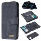 For iPhone 12 Pro Max Detachable Frosted Magnetic Horizontal Flip Leather Case with Card Slots & Holder & Zipper Wallet & Photo Frame(Black Blue) - 1