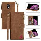 For Xiaomi Redmi 8A Zipper Multi-card Slots Horizontal Flip PU Leather Case with Holder & Card Slots & Wallet & Lanyard & Photo Frame(Brown) - 1