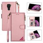 For Xiaomi Redmi 10X 4G Zipper Multi-card Slots Horizontal Flip PU Leather Case with Holder & Card Slots & Wallet & Lanyard & Photo Frame(Rose Gold) - 1