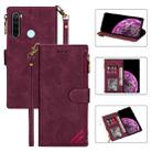 For Xiaomi Redmi Note 8 Zipper Multi-card Slots Horizontal Flip PU Leather Case with Holder & Card Slots & Wallet & Lanyard & Photo Frame(Wine Red) - 1