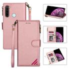 For Xiaomi Redmi Note 8 Zipper Multi-card Slots Horizontal Flip PU Leather Case with Holder & Card Slots & Wallet & Lanyard & Photo Frame(Rose Gold) - 1