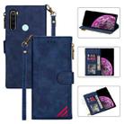 For Xiaomi Redmi Note 8 Zipper Multi-card Slots Horizontal Flip PU Leather Case with Holder & Card Slots & Wallet & Lanyard & Photo Frame(Blue) - 1