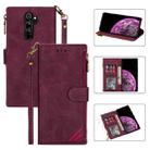 For Xiaomi Redmi Note 8 Pro Zipper Multi-card Slots Horizontal Flip PU Leather Case with Holder & Card Slots & Wallet & Lanyard & Photo Frame(Wine Red) - 1