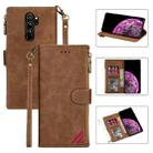 For Xiaomi Redmi Note 8 Pro Zipper Multi-card Slots Horizontal Flip PU Leather Case with Holder & Card Slots & Wallet & Lanyard & Photo Frame(Brown) - 1