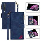 For Xiaomi Mi 10 Zipper Multi-card Slots Horizontal Flip PU Leather Case with Holder & Card Slots & Wallet & Lanyard & Photo Frame(Blue) - 1