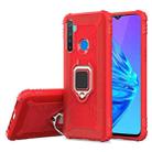 For Realme Narzo 10 Carbon Fiber Protective Case with 360 Degree Rotating Ring Holder(Red) - 1