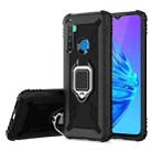 For Realme Narzo 10 Carbon Fiber Protective Case with 360 Degree Rotating Ring Holder(Black) - 1