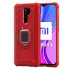 For Xiaomi Redmi 9 Prime Carbon Fiber Protective Case with 360 Degree Rotating Ring Holder(Red) - 2