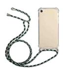 For iPhone SE 2022 / SE 2020 / 8 / 7 Four-Corner Shockproof Transparent TPU Protective Case with Lanyard(Green Black) - 1