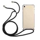 For iPhone SE 2022 / SE 2020 / 8 / 7 Four-Corner Shockproof Transparent TPU Protective Case with Lanyard(Black) - 1