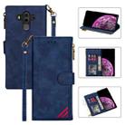 For Huawei Mate 10 Pro Zipper Multi-card Slots Horizontal Flip PU Leather Case with Holder & Card Slots & Wallet & Lanyard & Photo Frame(Blue) - 1