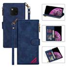 For Huawei Mate 20 Pro Zipper Multi-card Slots Horizontal Flip PU Leather Case with Holder & Card Slots & Wallet & Lanyard & Photo Frame(Blue) - 1