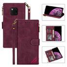 For Huawei Mate 20 Pro Zipper Multi-card Slots Horizontal Flip PU Leather Case with Holder & Card Slots & Wallet & Lanyard & Photo Frame(Wine Red) - 1