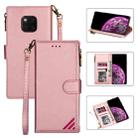 For Huawei Mate 20 Pro Zipper Multi-card Slots Horizontal Flip PU Leather Case with Holder & Card Slots & Wallet & Lanyard & Photo Frame(Rose Gold) - 1