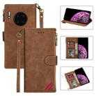 For Huawei Mate 30 Pro Zipper Multi-card Slots Horizontal Flip PU Leather Case with Holder & Card Slots & Wallet & Lanyard & Photo Frame(Brown) - 1