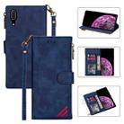 For Huawei P20 Zipper Multi-card Slots Horizontal Flip PU Leather Case with Holder & Card Slots & Wallet & Lanyard & Photo Frame(Blue) - 1