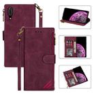 For Huawei P20 Zipper Multi-card Slots Horizontal Flip PU Leather Case with Holder & Card Slots & Wallet & Lanyard & Photo Frame(Wine Red) - 1