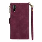 For Huawei P20 Zipper Multi-card Slots Horizontal Flip PU Leather Case with Holder & Card Slots & Wallet & Lanyard & Photo Frame(Wine Red) - 3