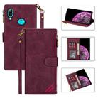 For Huawei P20 Lite Zipper Multi-card Slots Horizontal Flip PU Leather Case with Holder & Card Slots & Wallet & Lanyard & Photo Frame(Wine Red) - 1