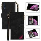 For Huawei P30 Zipper Multi-card Slots Horizontal Flip PU Leather Case with Holder & Card Slots & Wallet & Lanyard & Photo Frame(Black) - 1