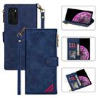 For Huawei P40 Zipper Multi-card Slots Horizontal Flip PU Leather Case with Holder & Card Slots & Wallet & Lanyard & Photo Frame(Blue) - 1