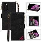 For Huawei P40 Zipper Multi-card Slots Horizontal Flip PU Leather Case with Holder & Card Slots & Wallet & Lanyard & Photo Frame(Black) - 1