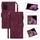 For Huawei P40 Pro Zipper Multi-card Slots Horizontal Flip PU Leather Case with Holder & Card Slots & Wallet & Lanyard & Photo Frame(Wine Red) - 1