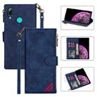 For Huawei P smart (2019) Zipper Multi-card Slots Horizontal Flip PU Leather Case with Holder & Card Slots & Wallet & Lanyard & Photo Frame(Blue) - 1