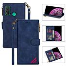 For Huawei P smart (2020) Zipper Multi-card Slots Horizontal Flip PU Leather Case with Holder & Card Slots & Wallet & Lanyard & Photo Frame(Blue) - 1