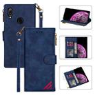 For Huawei Y6 (2019) Zipper Multi-card Slots Horizontal Flip PU Leather Case with Holder & Card Slots & Wallet & Lanyard & Photo Frame(Blue) - 1
