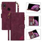 For Huawei Y6 (2019) Zipper Multi-card Slots Horizontal Flip PU Leather Case with Holder & Card Slots & Wallet & Lanyard & Photo Frame(Wine Red) - 1