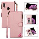 For Huawei Y6 (2019) Zipper Multi-card Slots Horizontal Flip PU Leather Case with Holder & Card Slots & Wallet & Lanyard & Photo Frame(Rose Gold) - 1