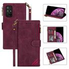 For Huawei Honor 30S Zipper Multi-card Slots Horizontal Flip PU Leather Case with Holder & Card Slots & Wallet & Lanyard & Photo Frame(Wine Red) - 1