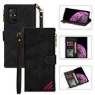 For Huawei Honor 30S Zipper Multi-card Slots Horizontal Flip PU Leather Case with Holder & Card Slots & Wallet & Lanyard & Photo Frame(Black) - 1