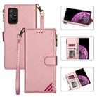 For Huawei Honor 30S Zipper Multi-card Slots Horizontal Flip PU Leather Case with Holder & Card Slots & Wallet & Lanyard & Photo Frame(Rose Gold) - 1