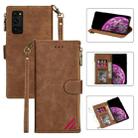 For Huawei Honor 30 Pro Zipper Multi-card Slots Horizontal Flip PU Leather Case with Holder & Card Slots & Wallet & Lanyard & Photo Frame(Brown) - 1