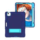 Contrast Color Robot Shockproof Silicon + PC Protective Case with Holder & Pen Slot For iPad Air 2022 / 2020 10.9(Navy Blue+Blue)(Navy Blue+Blue) - 2
