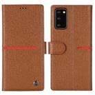For Samsung Galaxy Note 20 GEBEI Top-grain Leather Horizontal Flip Protective Case with Holder & Card Slots & Wallet & Photo Frame(Brown) - 1