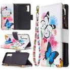 For OPPO Find X2 Lite Colored Drawing Pattern Zipper Horizontal Flip Leather Case with Holder & Card Slots & Wallet(Two Butterflies) - 1