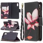 For Xiaomi Redmi 9A Colored Drawing Pattern Zipper Horizontal Flip Leather Case with Holder & Card Slots & Wallet(Lotus) - 1