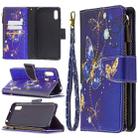 For Xiaomi Redmi 9A Colored Drawing Pattern Zipper Horizontal Flip Leather Case with Holder & Card Slots & Wallet(Purple Butterfly) - 1