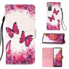 For Samsung Galaxy S20 FE 5G 3D Painting Horizontal Flip Leather Case with Holder & Card Slot & Lanyard(Rose Red Butterfly) - 1