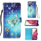 For Samsung Galaxy S20 FE 5G 3D Painting Horizontal Flip Leather Case with Holder & Card Slot & Lanyard(Gold Butterfly) - 1