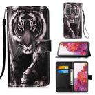 For Samsung Galaxy S20 FE 3D Painting Horizontal Flip Leather Case with Holder & Card Slot & Lanyard(Black and White Tiger) - 1