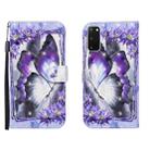 For Samsung Galaxy S20 FE 3D Painted Pattern Horizontal Flip Leather Case with Holder & Wallet & Card slot & Lanyard (Purple Flower Butterfly) - 1
