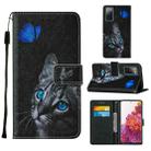 For Samsung Galaxy S20 FE 5G Colored Drawing Pattern Horizontal Flip Leather Case with Holder & Card Slot & Lanyard(Cat) - 1