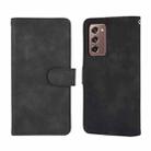 For Samsung Galaxy Z Fold2 5G Solid Color Skin Feel Magnetic Buckle Horizontal Flip Calf Texture PU Leather Case with Holder & Card Slots & Wallet(Black) - 1