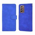 For Samsung Galaxy Z Fold2 5G Solid Color Skin Feel Magnetic Buckle Horizontal Flip Calf Texture PU Leather Case with Holder & Card Slots & Wallet(Blue) - 1