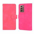For Samsung Galaxy Z Fold2 5G Solid Color Skin Feel Magnetic Buckle Horizontal Flip Calf Texture PU Leather Case with Holder & Card Slots & Wallet(Rose Red) - 1