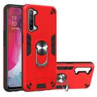 For OPPO Reno 3 Armour Series PC + TPU Protective Case with Ring Holder(Red) - 1